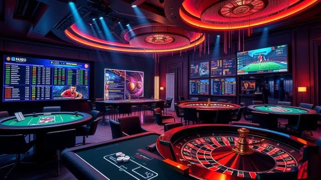 Secure online betting platform with sports betting, online casino games, encrypted payment systems, mobile gaming, and responsible gambling features.