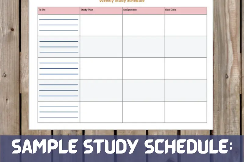 sample study schedule